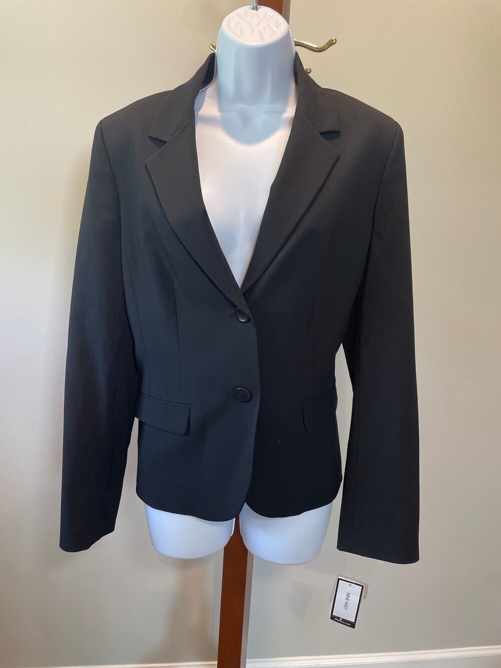 Nine West Black Blazer – Size 10 – Single‑Breasted – Double Button – NWT